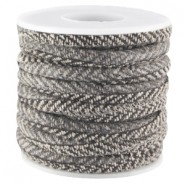 Trendy gestikt koord 6x4mm Bruin beige